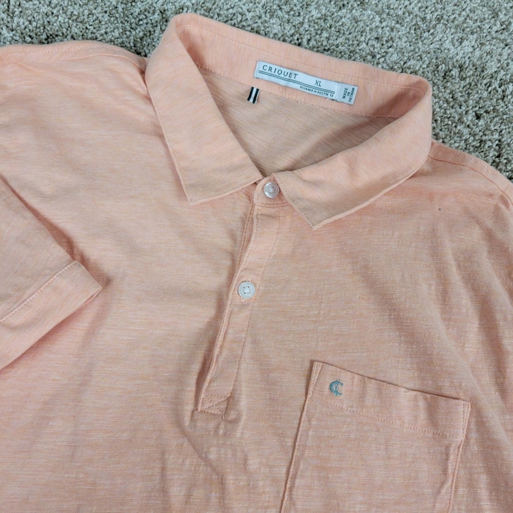 Criquet‎ Mens XL Solid Orange Stretch Knit Polo Short Sleeve
